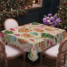 1/20 pièces Nappe de Noël, sapin de Noël, maison, éléments de Noël et autres motifs imprimés, nappe de style rétro, décoration de table et cadeau parfait pour les amis, convient pour la maison et la cuisine pendant la saison de Noël, Joyeux Noël