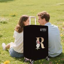 1pc Luggage Cover Non-Woven Suitcase Protector Baggage Dust Cover Suitable For 20-30 Inch Trolley Case Scratch-Resistant Luggage Protector Covers Rose Gold Initial Letter Pattern Travel Accessories Back To School Essentials
