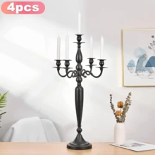 Vincidern Juego de 4 Candelabros Negros de 5 Brazos, Candelabro de Metal de 28.54 Pulgadas - Candelabro negro - Ver 13