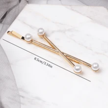 Pearl Cross Hair Clip And Accessories Set, Suitable For Happy Mood And Elegant Temperament Dressing Up At Weddings And Birthday Parties/Festivals, Made Of Sturdy And Durable Metal Material 2PC