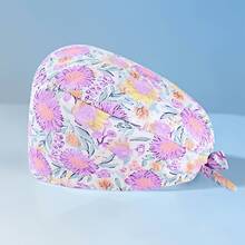 1 peça de boné de trabalho/enfermeira feminino de poliéster com estampa floral e de coração, gola em V, estampa digital, antibacteriano e à prova de poeira, adequado para médicos, enfermeiros, salões de beleza, clínicas veterinárias, empregadas domésticas e trabalhadores de limpeza - Multicolorido - Ver 18
