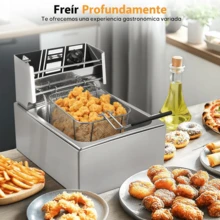 Freidora Aceite Eléctrica Plateado 3400 W Automática Industrial Acero Inoxidable Gran Capacidad 16 Lt - Plateado - Ver 2