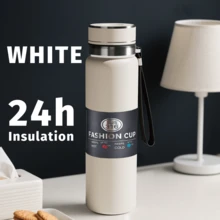 1 pezzo Bottiglia d'acqua isolata in acciaio inossidabile da 1 litro - Tazza da caffè, tazza per auto, bottiglia d'acqua di grande capacità, a tenuta stagna, portatile, adatta per attività all'aperto, arrampicata, campeggio, sport e viaggi - Con coperchio utilizzabile come tazza d'acqua per il ritorno a scuola