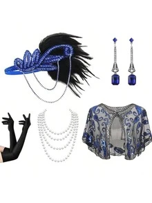 1920s Vintage Style Party Costume Set - Suitable For Fashion Enthusiasts Seeking Classic Retro Style To Attend Vintage Themed Events, Halloween - Multicolor - View 11