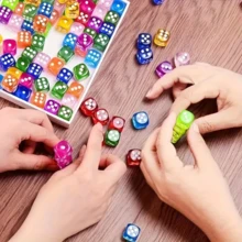 10/30/50/100 件 6 面透明彩色圆边亚克力骰子套装，14 毫米，适用于游戏、派对、节日礼物，10 种不同颜色，适用于棋盘游戏、节日、桌面角色扮演游戏、派对娱乐和数学工具，适合 14 岁以上