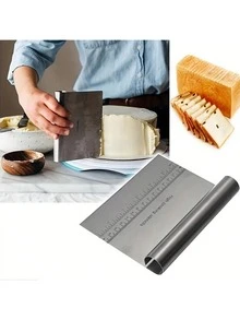 1pc/2pcs Thick Stainless Steel Pasta Cutter With Scale, Dough Scraper, Pastry Scraper, Professional Dough Cake Baking Knife For Making Bread, Pizza, Pasta And Cookies, Kitchen Tool, Back To School Supplies - Silver - View 8