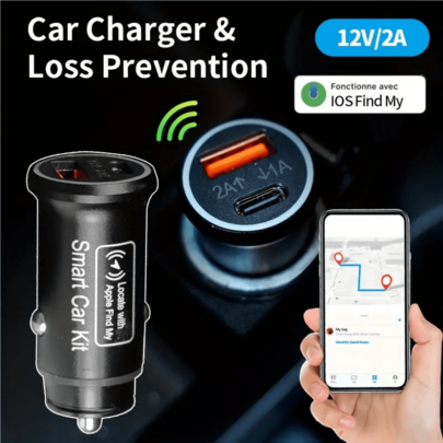 Smart Car Charger, USB-C Fast Charging Adapter, Car GPS Tracker, Global Positioning GPS Tracker, Car Mobile Locator, USB C 2-In-1 Car Charger, Fast Charging Smart, Anti-Lost Tracker, Car GPS Tracker, Global Positioning GPS Tracker, Precise Navigation, Smart Car Kit AP200, Compatible With "Apple Find My" Platform, Support IOS, Remote Precise Tracking & Long-Lasting Battery, Suitable For Car Anti-Lost Reminder Tracking & Locating