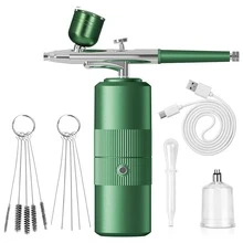 Aerógrafo inalámbrico y portátil para uñas, kit de aerógrafo con compresor de 30 PSI de alta presión recargable, máquina de pulverización de aire con boquilla de 0.3 mm para pintar modelos, barbería, galletas, pasteles