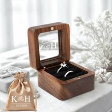 1pc Customized Valentine's Day Wooden Ring Box With Transparent Acrylic Cover, Can Be Used As Earring Box, Double Slot Ring Holder, Velvet Lining, Multiple Colors, Designs And Styles Available, Personalized Engagement Ring Box, Elegant Bridal Gift, Perfect For Storage And Display, Ideal For Proposals, Engagements, Weddings, Anniversaries, Valentine's Day, Mother's Day - Multicolor - View 22