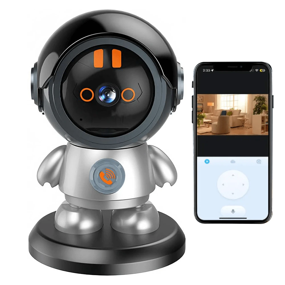 Cámara Interior, Cámara Robot WiFi 1080P para Segurid ad en el Hogar, Cámara para Mascotas, Monitor para Bebés con Aplicación, Cámara Giratoria Inteligente con Detección