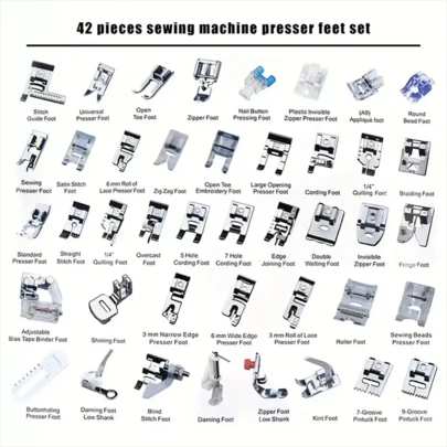 Conjunto de calcadores para máquina de costura doméstica 42 peças