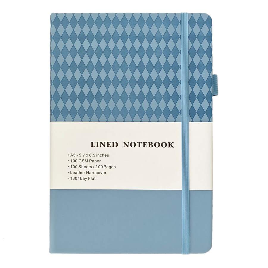 Hardcover Lined Notebook Journal For Writing, 200 Pages Leather Thick College Ruled Notebook Journal With 100GSM Paper, A5 (5.7'' X 8.4'') Daily Journal For Women Men Work Organization And School Work - 藍色 - 查看 1