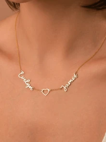 1pc Personalized Couple's Necklace With 2 Names, 18K Gold Plated Stainless Steel Customized Nameplate Necklace, Gift For Friends, Lovers, Holidays, Birthdays - Multicolor 1 - View 10