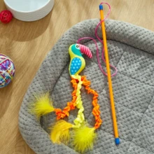 Parrot Teaser Wand Cat Toy With Catnip, Multicolor, 18"