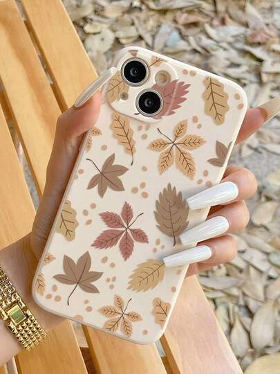 1 Peça Capa de Telefone Macia com Padrão de Folha de Bordo Branca Vintage, Capa de Telefone Antiderrapante de Cobertura Total Compatível com iPhone 11/12/13/14/15/16/17 Pro Max