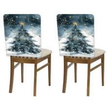 2/4/6pcs Christmas Tree Pattern Linen Chair Covers, Home Decor, Suitable For Christmas Gifts, Christmas Decoration, Daily Home, Living Room, Dining Room, Garden, Hotel, Washable Polyester Material Chair Seat Cushion Covers