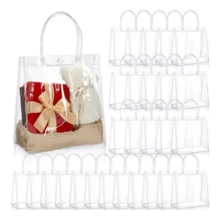Reusable PVC Plastic Gift Bags, 10 Pack - Clear - View 1