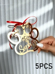 1/3/5 peças Presente de Natal, Decoração de Natal, Enfeites de Natal Personalizados, Decoração de Árvore de Natal Personalizada, Decoração em Madeira/Acrílico, Nomes Cortados a Laser, Bola de Natal, Etiquetas para Presente, Seu Logotipo Multifuncional, Ornamental Requintado, Elegante, Bonito, Vintage Personalizado, Presente Ideal e Único para Ele e Ela Aniversários Dia dos Namorados Dia das Mães Aniversários, Dia dos Pais - Multicolorido - Ver 15