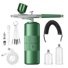 Aerógrafo inalámbrico y portátil para uñas, kit de aerógrafo con compresor de 30 PSI de alta presión recargable, máquina de pulverización de aire con boquilla de 0.3 mm para pintar modelos, barbería, galletas, pasteles