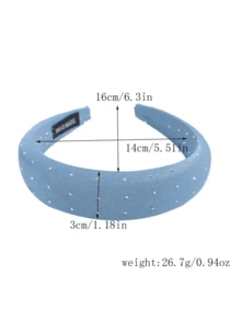 3/1pc Fashion Denim Rhinestone Fabric Headband, Minimalist Wide-Brim Headwear Suitable For Daily Commute And Work