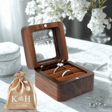 1pc Customized Valentine's Day Wooden Ring Box With Transparent Acrylic Cover, Can Be Used As Earring Box, Double Slot Ring Holder, Velvet Lining, Multiple Colors, Designs And Styles Available, Personalized Engagement Ring Box, Elegant Bridal Gift, Perfect For Storage And Display, Ideal For Proposals, Engagements, Weddings, Anniversaries, Valentine's Day, Mother's Day - Multicolor - View 16