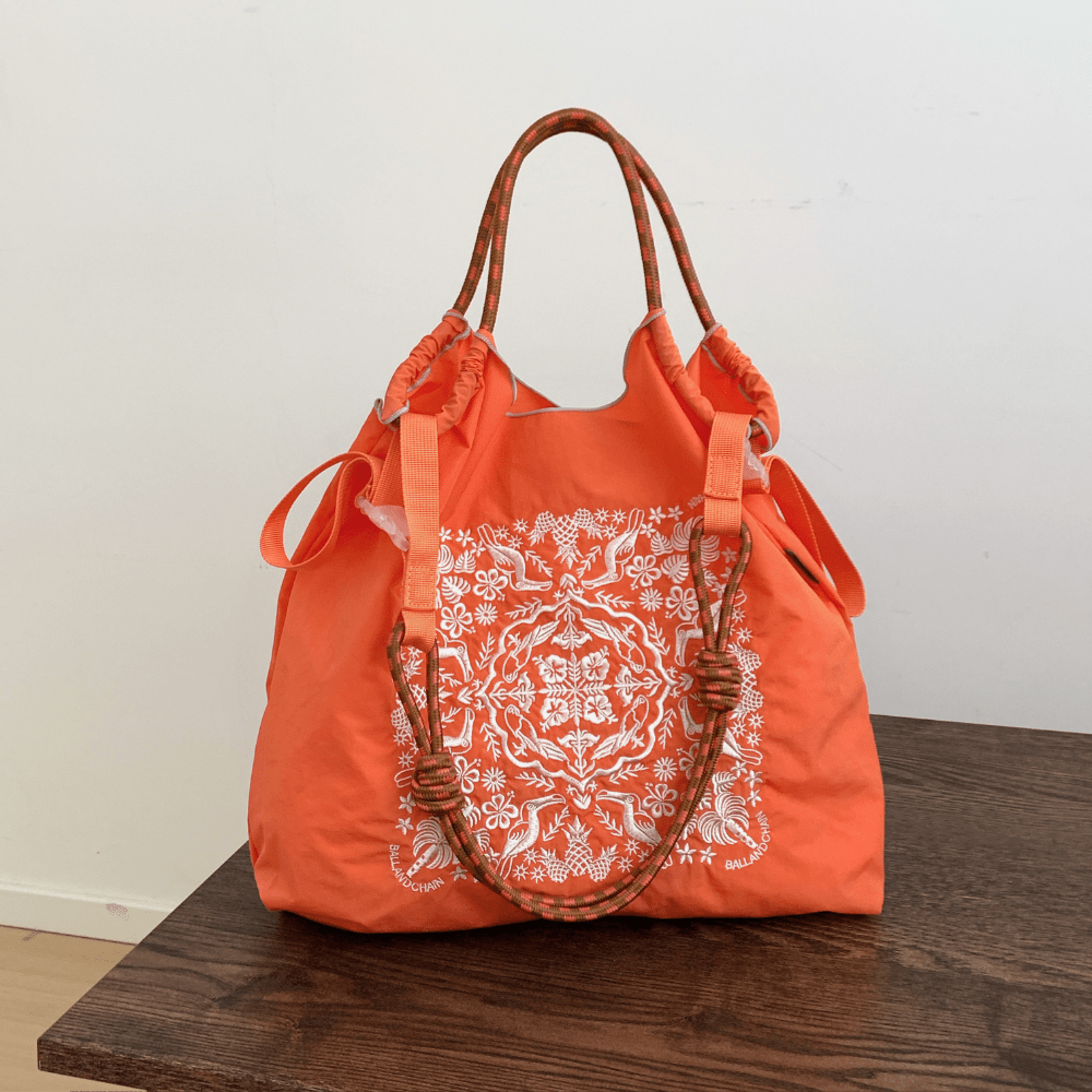 女士托特包，新款围巾刺绣，大容量，轻便，可调节肩带，可折叠，适合通勤，旅行，休闲，节日，圣诞礼物，大容量手提包，通勤包，女包 - 彩色 - 查看 14