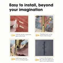 1个壁挂式衣帽架，黑色金属立式帽架，悬浮式衣钩，适用于悬挂外套/包包/围巾，玄关/办公室/走廊/浴室悬挂式收纳架