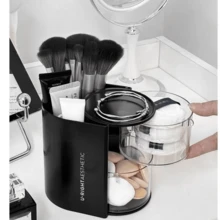 Caixa de Armazenamento de Cosméticos para Bancada do Banheiro, Pincel de Maquiagem, Esponja de Pó, Suporte para Armazenamento de Esponjas de Maquiagem, Organizador de Penteadeira, Ferramenta Mágica, Porta-Canetas, Porta-Pincéis