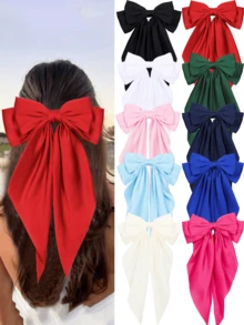 1/10个装女士大蝴蝶结发夹，彩色，女士大蝴蝶结发夹发饰，丝带，蝴蝶结，发夹，蝴蝶结，派对发饰，母亲节时尚，日常派对，时尚发饰，头部饰品，爪夹 - 彩色 - 查看 12