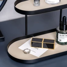 1 pièce Organisateur cosmétique double ovale multicolore élégant, coiffeuse moderne de style européen pour chambre à coucher, organisateur de bijoux multifonctionnel à deux niveaux, étagère de rangement durable et gain de place, présentoir d'accessoires de parfum, étagère de rangement divers