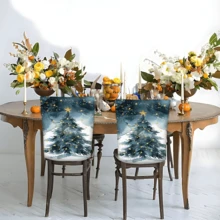 2/4/6pcs Christmas Tree Pattern Linen Chair Covers, Home Decor, Suitable For Christmas Gifts, Christmas Decoration, Daily Home, Living Room, Dining Room, Garden, Hotel, Washable Polyester Material Chair Seat Cushion Covers