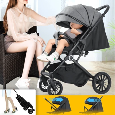 PORIYA Baby Stroller  Lightweight Foldable Pram W/ Shock Absorption  One-Hand Quick Fold & Adjustable Seat  Parent-Facing & Forward Modes