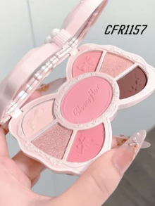 CHEERFLOR GIRLS BOWKNOT Makeup Palette, Matte Shimmer Powder Eyeshadow Pallet, Highly Pigmented, Long-Lasting Bright Shimmer Matte Eyeshadow, Light, Smooth, With Mirror, Highlighters Contour Blush Powder All In One Makeup Pallet