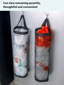 1pc Wall Mounted Plastic Bag Dispenser Storage Rack Garbage Bag Storage Bag Kitchen Plastic Bag Sorting Hanging Bag Household Hanging Garbage Mesh Bag Storage Box, Multi-Function Garbage Bag Storage Bag, Mesh Bag Breathable Wall Hanging Multi-Purpose Garbage Bag Storage Hanging Bag, Suitable For Home, Kitchen, Summer Beach Party, Food, Camping, Storage, Room Decoration, Kitchen Accessories - Multicolor - View 3