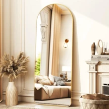 21"X64" Arched Full Length Mirror With Rectangular Corners - Gold - View 5