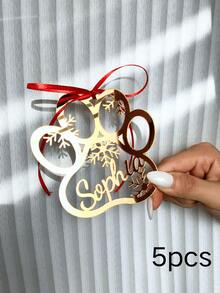 1/3/5pcs Personalized Name Wood & Acrylic Ornament – Custom Laser Cut Hanging Decor, Personalized Keepsake For Valentine's Day Gift, Eid Al-Fitr Celebration, Easter Gifts & Spring Home Decoration, Unique Anniversary & Birthday Gift, Custom Name Ornament For Family, Couples & Kids - Multicolor - View 16