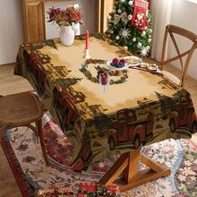 1pc Christmas Reindeer & "Merry Christmas" Printed Tablecloth, Holiday Dining Table Decor, Rectangular Polyester Material, Washable & Reusable, Suitable For Home, Restaurant, Living Room Gatherings, Christmas Theme Parties, Indoor/Outdoor Use - Multicolor - View 11
