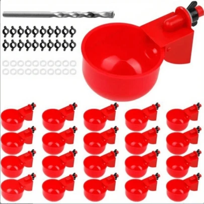 6/12/20pcs Automatic Chicken Drinking Cup - Poultry Floating Gravity Drinking System With Hole Opener Drinking Cup Set