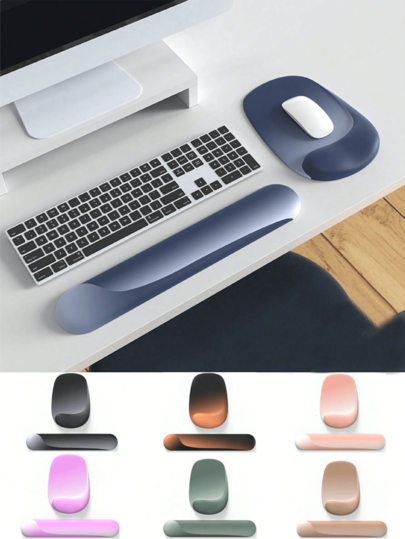Hook-Shaped Silicone Wrist Mouse Pad Gradient Simple Thickening Ergonomic Mouse Pad With Wrist Rest Computer Mouse Pad To Relieve Pain Keyboard Wrist Rest With Coasters, Non-Slip PU Base, Mouse Pad With Wrist Support, Suitable For Laptop Keyboard Office