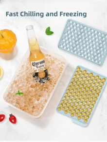 104pcs Mini Ice Cube Tray, Small Pebble Crushed Ice Cube Tray With Lid, Freeze Drinks, Coffee, Juice (0.56 Inch - Blue/Green) - Multicolor - View 6