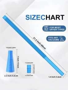 1pc Dryer Lint Vacuum Attachments, Flexible Vacuum Extension Hose - Third Generation, Extendable, Ideal For Hard-To-Reach Areas, Durable Plastic Material, Blue And Gray, Vacuum Cleaner Accessory/Vacuum Cleaner Attachment/|Durable Plastic Hose, Vacuum Cleaner Accessories - Blue - View 3