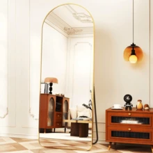 21"X64" Arched Full Length Mirror With Rectangular Corners - Gold - View 4