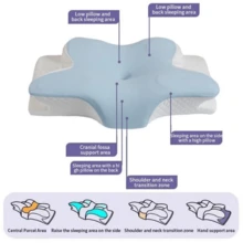 Butterfly Pillow Slow Recovery Memory Cotton Neck - Màu Xám nhạt - Xem 5