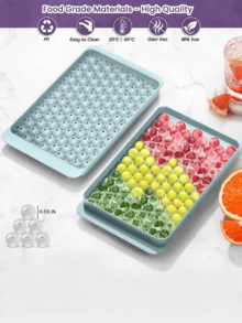 104pcs Mini Ice Cube Tray, Small Pebble Crushed Ice Cube Tray With Lid, Freeze Drinks, Coffee, Juice (0.56 Inch - Blue/Green) - Multicolor - View 2