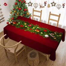 1/20 pièces Nappe de Noël avec motif de boules de Noël, cloches, cannes en bonbon - Nappe de table festive pour la restauration, les fêtes et la décoration de la maison - Matériau durable, parfait pour les cadeaux de Noël et les célébrations du Nouvel An, décorations de table de Noël