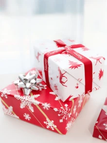 17in X 600in Roll Of Double-Sided Christmas Reindeer & Snowflake Gift Wrapping Paper With Stickers, Suitable For Teens And Family Gifts