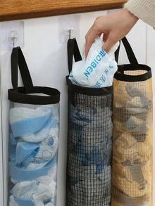 1pc Wall Mounted Plastic Bag Dispenser Storage Rack Garbage Bag Storage Bag Kitchen Plastic Bag Sorting Hanging Bag Household Hanging Garbage Mesh Bag Storage Box, Multi-Function Garbage Bag Storage Bag, Mesh Bag Breathable Wall Hanging Multi-Purpose Garbage Bag Storage Hanging Bag, Suitable For Home, Kitchen, Summer Beach Party, Food, Camping, Storage, Room Decoration, Kitchen Accessories - Multicolor - View 1