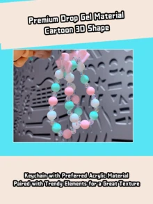 Adorable Butter Bear Keychain Pendant, Cartoon 3D Shape, Cute Butter Bear with Donut, Colorful Beads and Bow, Unique Design for Bag, Purse, or Key Ring, Fun and Whimsical Fashion Accessory for All Ages, Perfect for Daily, Travel, Use, Whimift for Herute Ato7, Cute Ato7, - 奶油小熊 - 查看 5