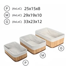 Set Of 3 Multipurpose Bamboo Storage Baskets With Lining - Laundry Basket For Bathroom - Màu vàng - Xem 6