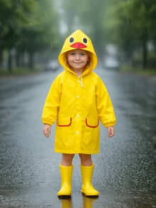 Cartoon Rain Poncho For Kids - Waterproof Infant Raincoat, 90-130cm Length,5-7Ages